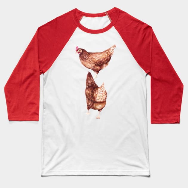 I love Chickens - Watercolor illustration Baseball T-Shirt by AmandaDilworth